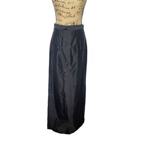 Vintage 90s Black Grunge Maxi Skirt High Waisted High Slit